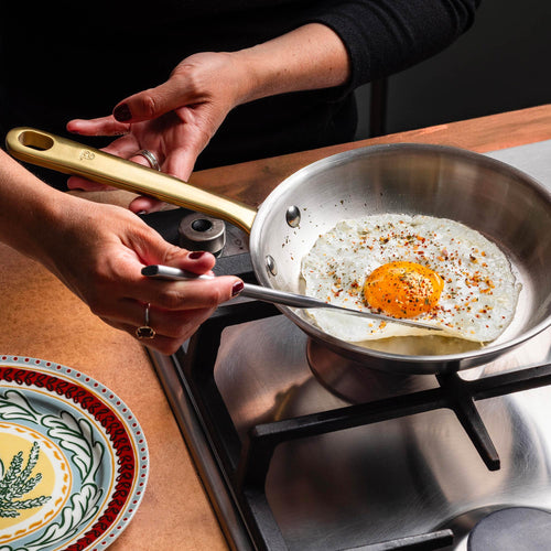 Pack Brigade - set de 3 poêles en inox avec manches dorés - Édition limitée - Atma Kitchenware