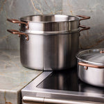 Batterie de cuisine en inox avec manches bronze, 19 pièces - Atma Kitchenware
