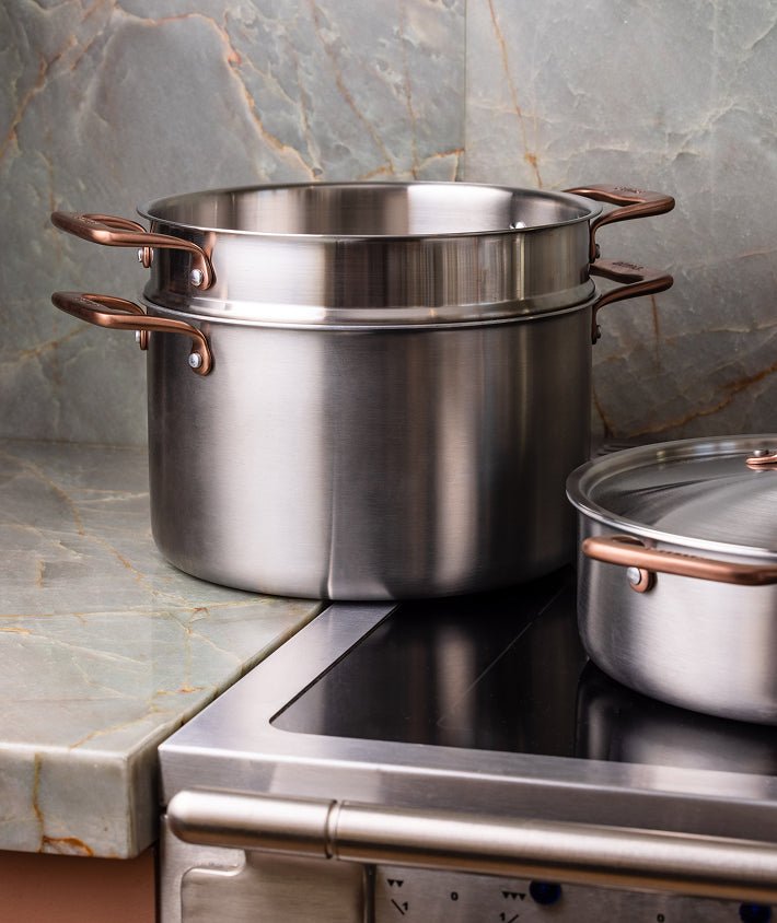 Batterie de cuisine en inox avec manches bronze, 19 pièces - Atma Kitchenware