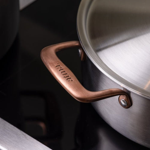 Batterie de cuisine en inox avec manches bronze, 7 pièces - Atma Kitchenware