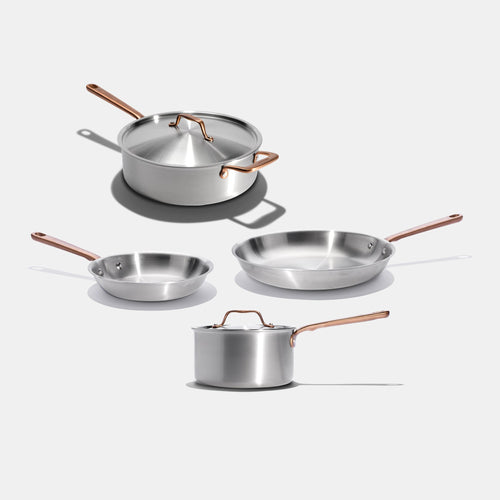 Batterie de cuisine en inox avec manches bronze, 7 pièces - Atma Kitchenware