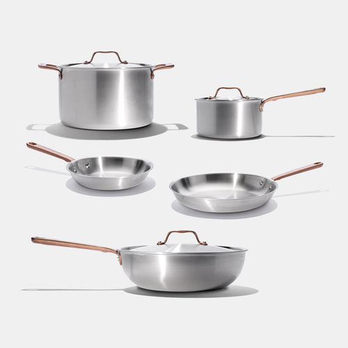 Batterie de cuisine en inox avec manches bronze, 9 pièces - Atma Kitchenware