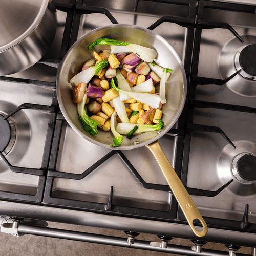 Batterie de cuisine en inox avec manches dorés, 21 pièces - Atma Kitchenware