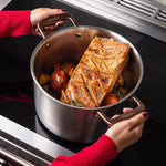 Le grand faitout en inox et son pasta pot, poignées bronze - Atma Kitchenware