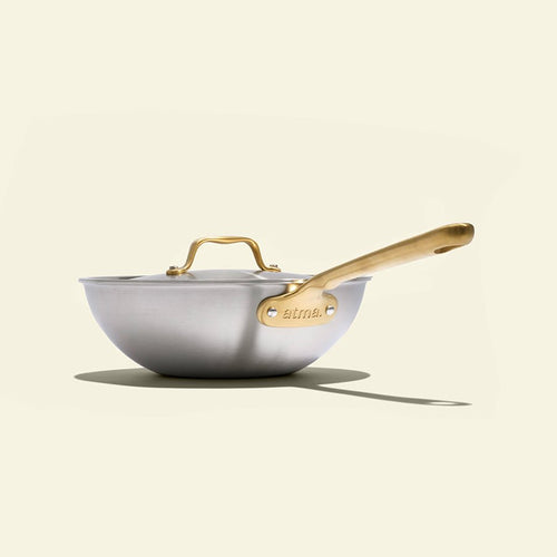 The Wok en inox, manche doré - 24 cm (Édition limitée) - Atma Kitchenware