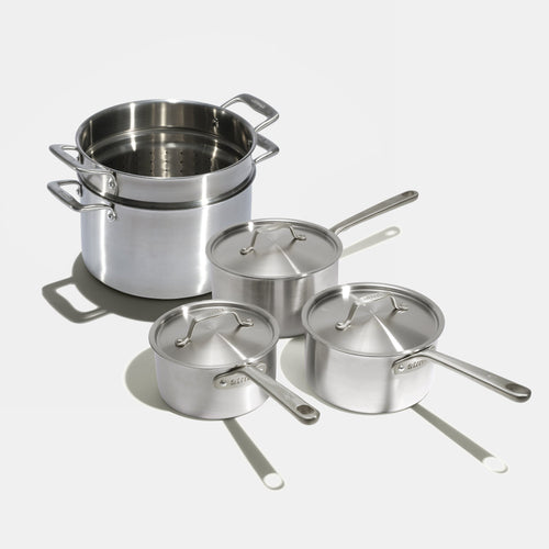 Trio de casseroles et faitout avec panier vapeur en inox - Atma Kitchenware